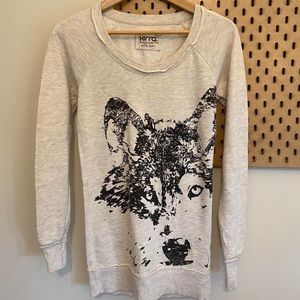 Kirra Beige Wolf Face Long Sleeve Sweater Dress